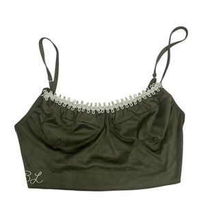 Boys Lie Cami / Bustier Jewel Trim Olive Green Fairycore Boho Women's XL REVOLVE